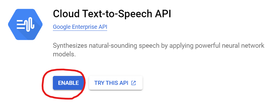 enable google cloud text to speech api